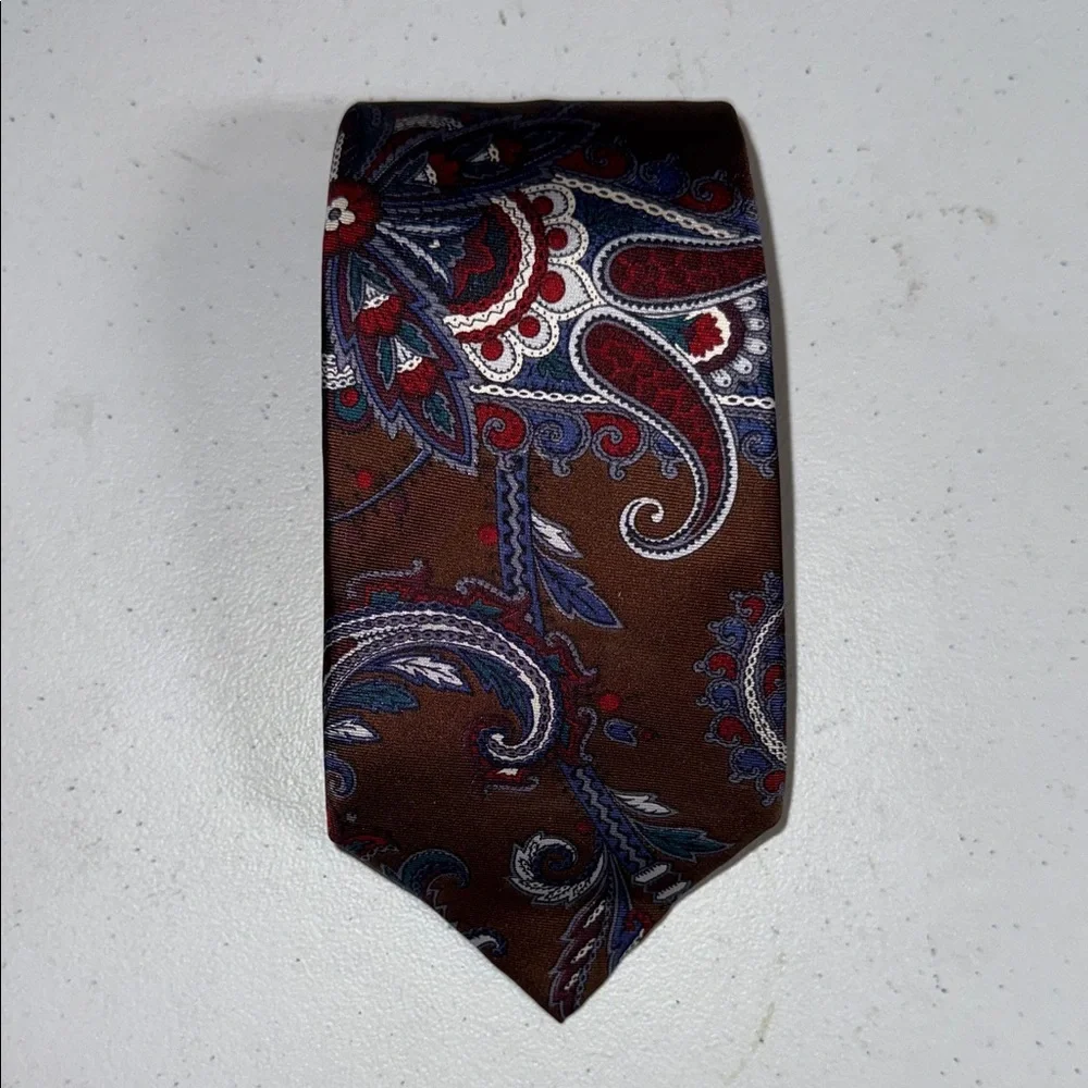 Dior Brown and Blue Paisley Tie